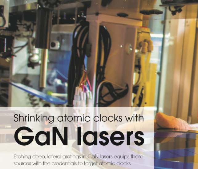 Shrinking atomic clocks article on front cover of Compound Semiconductor Magazine.
