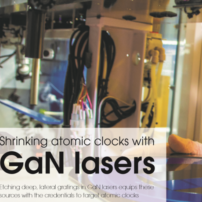 Shrinking atomic clocks article on front cover of Compound Semiconductor Magazine.